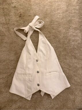 wild fable Cream Halter Vest with Button Front